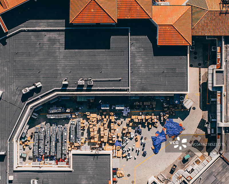 物流和配送中心的俯视图图片素材