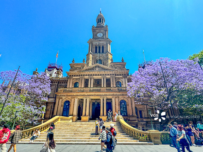 人们在悉尼海关大楼旁走过图片素材