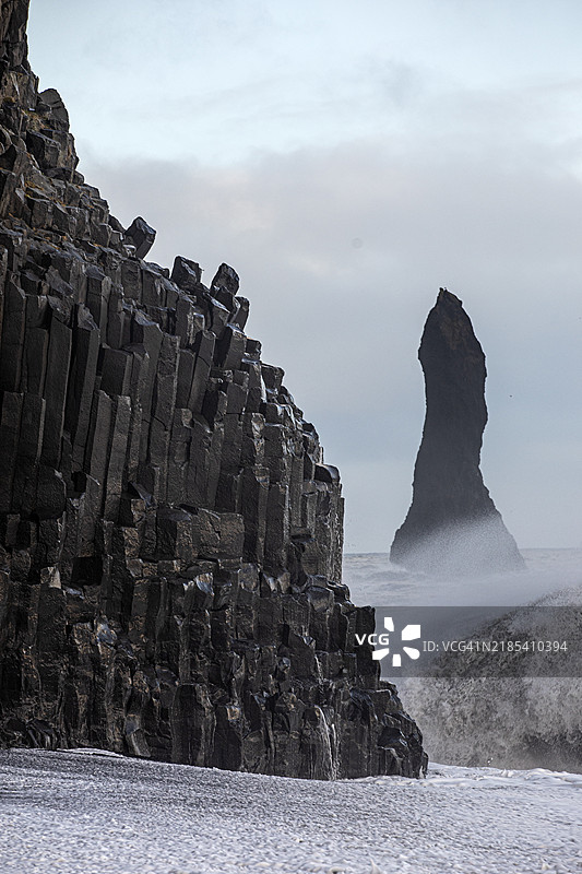 雷尼斯法拉黑沙滩，维克，冰岛图片素材