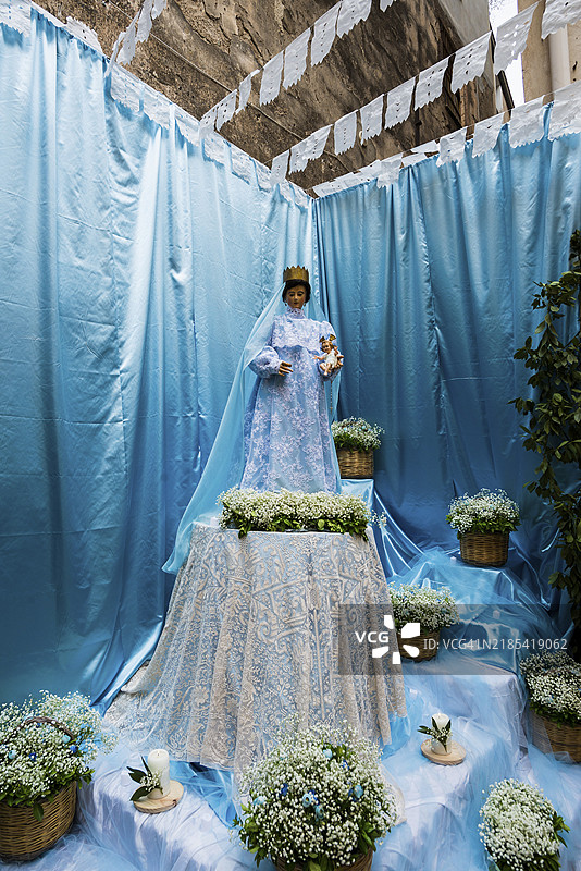 麦当娜，雷尼奥斯阿尔托斯的圣母节，博萨，奥里斯塔诺区，撒丁岛，意大利，欧洲图片素材