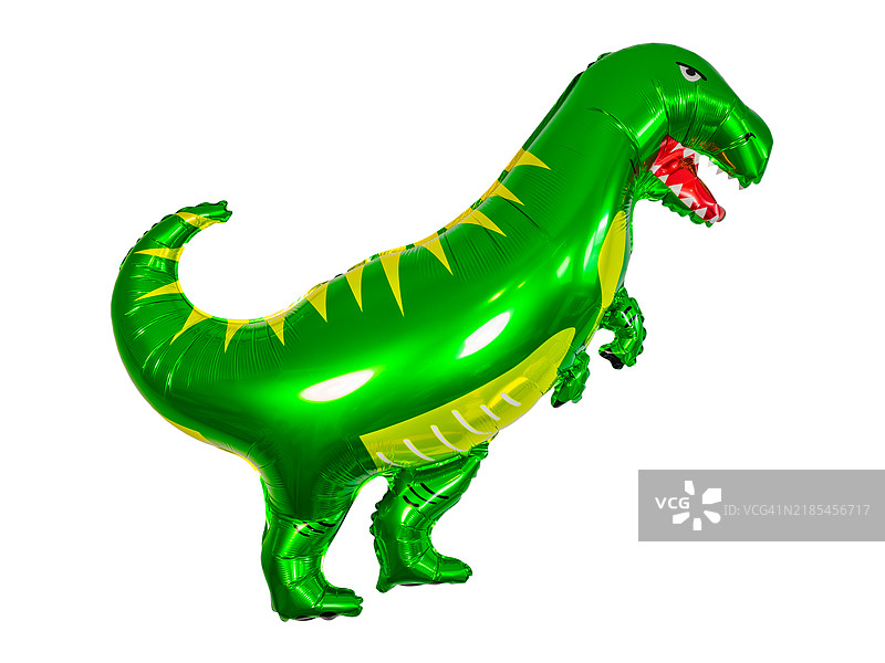 亮绿色的霸王龙铝箔氦气球图片素材
