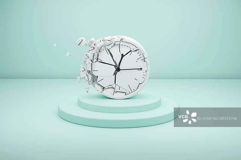 时间被摧毁，闹钟概念图片素材