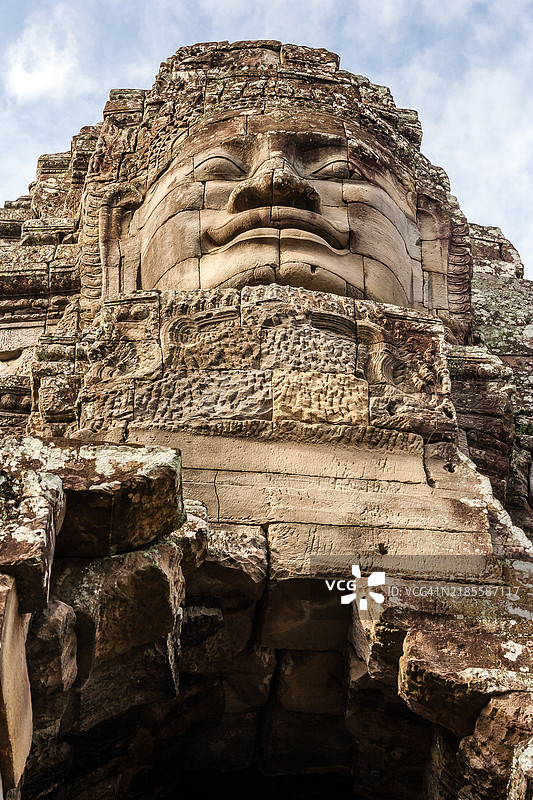 巴戎寺中的佛像雕刻面孔图片素材