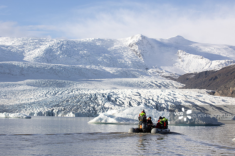 菲亚尔萨尔龙冰川湖，冰岛南部图片素材