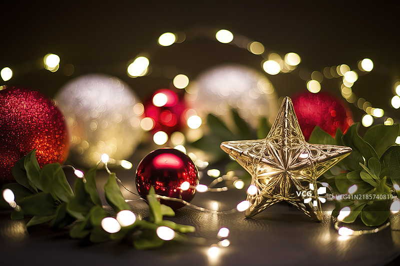 圣诞场景与散景灯光背景图片素材