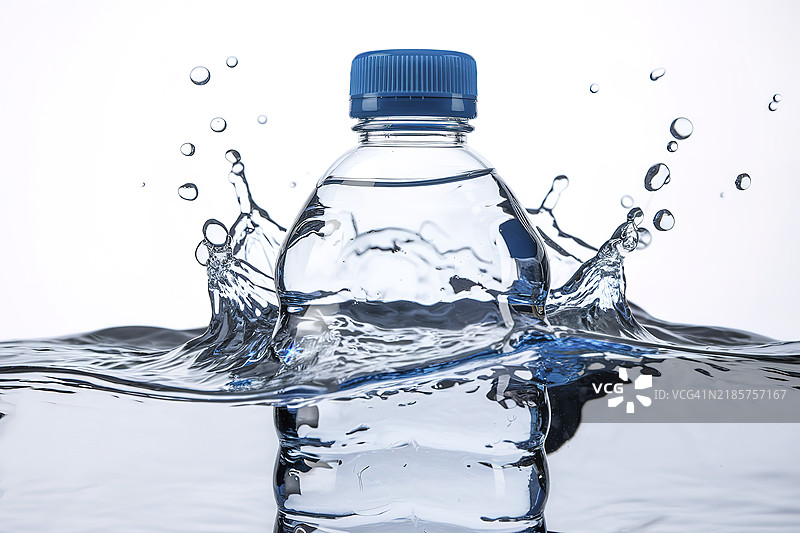 一张清晰塑料瓶动态溅水的照片图片素材
