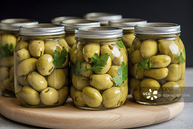 桌子上罐子里的食物特写图片素材