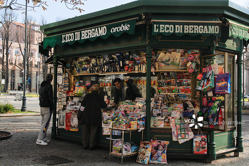 意大利贝尔加莫的自助服务亭图片素材