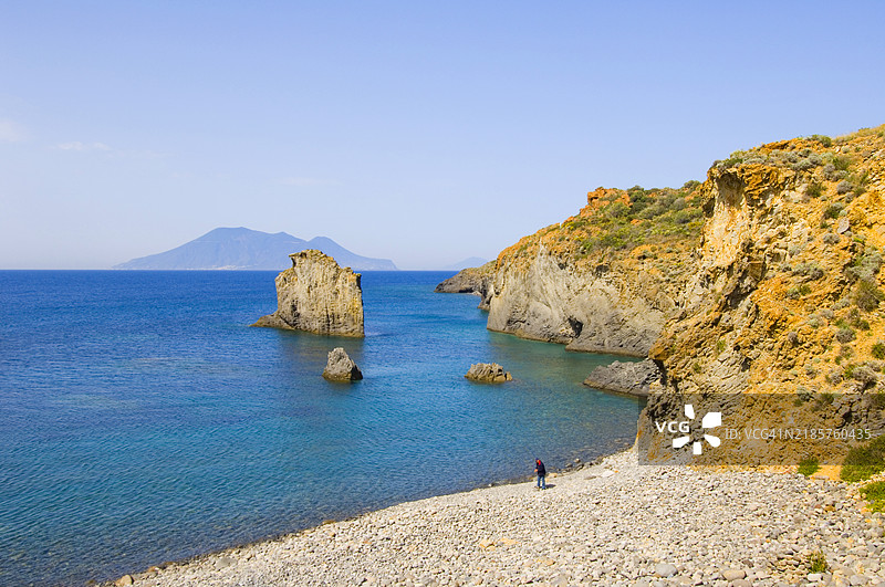 西西里，帕纳雷亚的卵石海滩图片素材