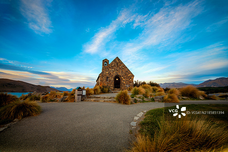 旅行目的地，特卡波湖的好牧人教堂，新西兰图片素材