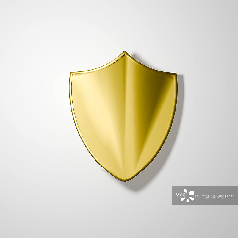 白色背景上的金色盾牌图片素材