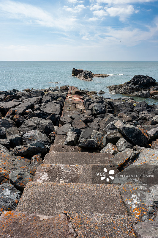 走出海洋-波特帕特里克港-苏格兰。图片素材
