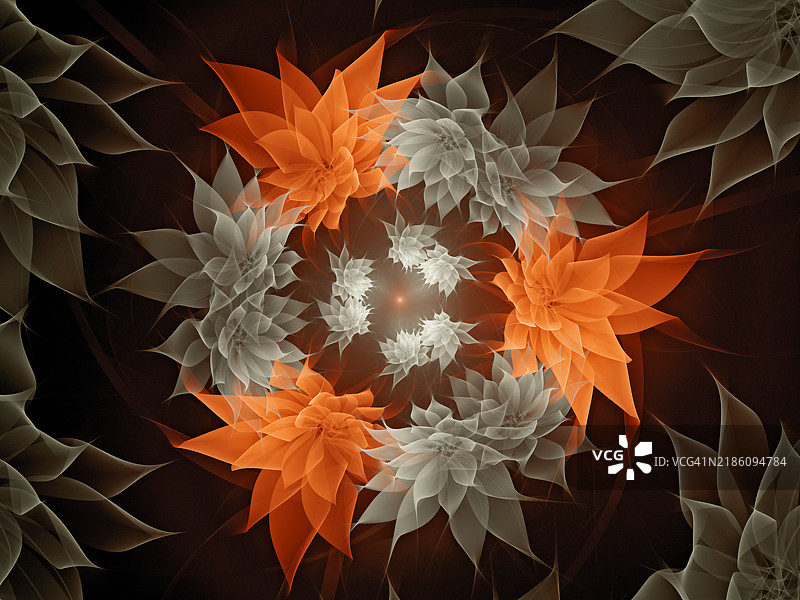 由分形数学数字生成的多彩三维花束图片素材