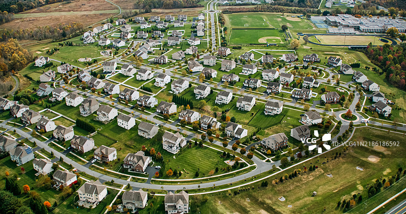 华盛顿特区郊区的住宅区 - 航拍图图片素材