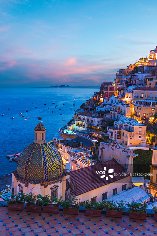 意大利索伦托，阿马尔菲海岸，波西塔诺，坎帕尼亚。图片素材