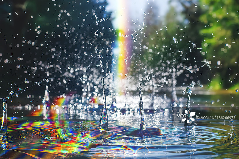 悬浮在空气中的水滴，创造出闪烁的效果图片素材