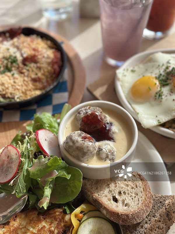 桌上摆放的食物特写，梅茨格，俄勒冈州，美国图片素材