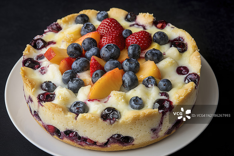 一张美味的水果奶酪烤饼照片图片素材