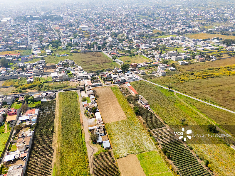 墨西哥城南部的米尔帕阿尔塔农业区的无人机航拍视图图片素材