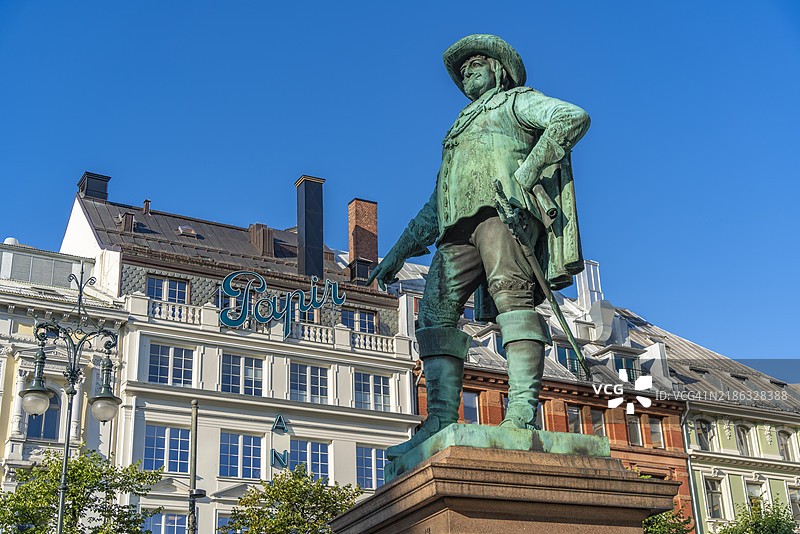 挪威奥斯陆斯托尔托维特广场的基督教四世雕像景观图片素材