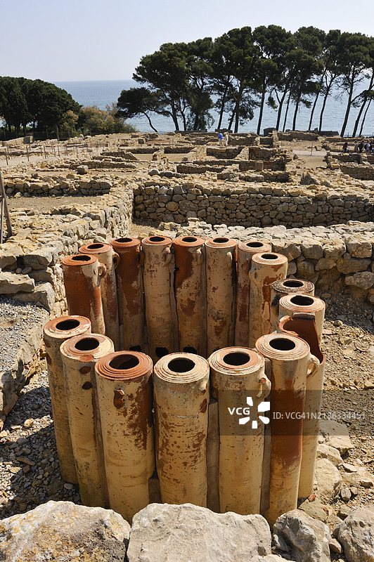 西班牙加泰罗尼亚科斯塔布拉瓦的埃姆普里斯考古遗址的希腊部分图片素材