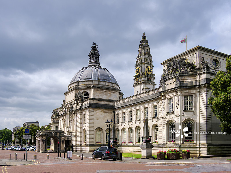 卡迪夫市政厅，威尔士，英国，欧洲图片素材