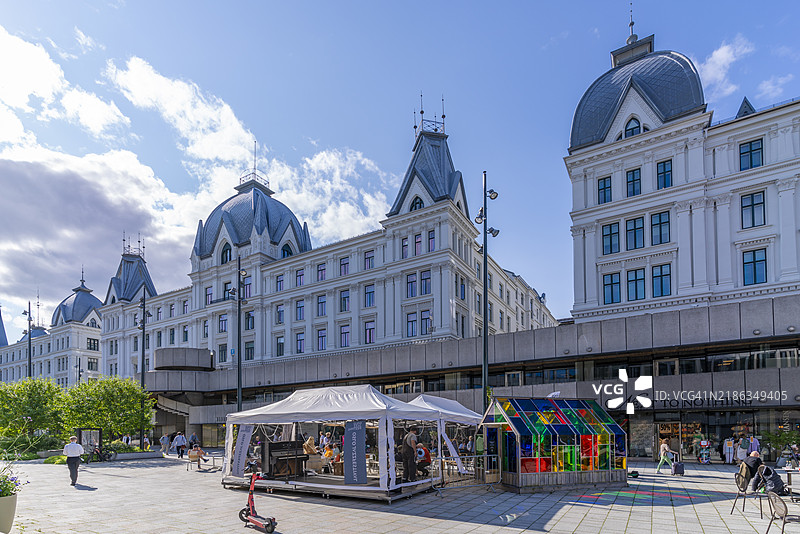 挪威奥斯陆维多利亚露台的咖啡馆和餐厅景观图片素材