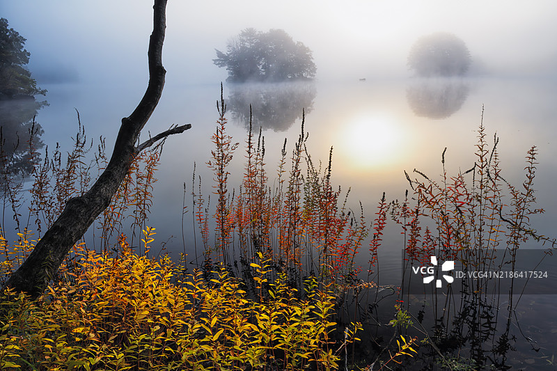 十月的尾川湖早晨图片素材