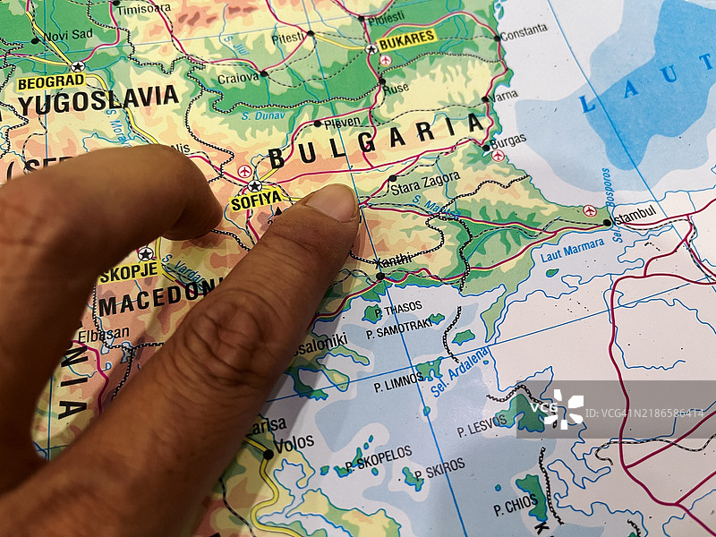 地球仪上突出显示的保加利亚地图图片素材