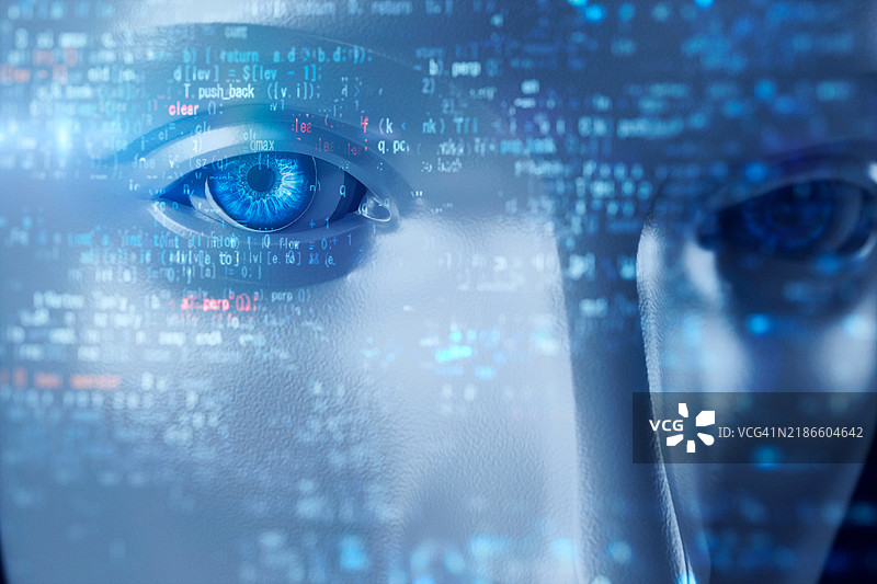 人工智能机器人与代码图片素材