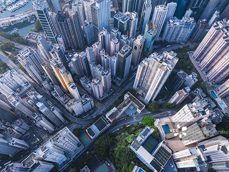 香港城市建筑的鸟瞰图图片素材