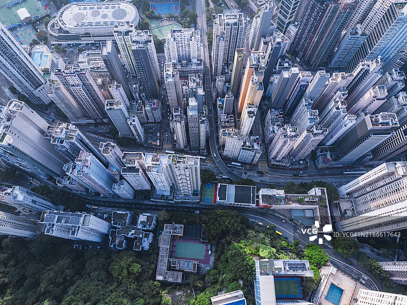 香港城市建筑的鸟瞰图图片素材