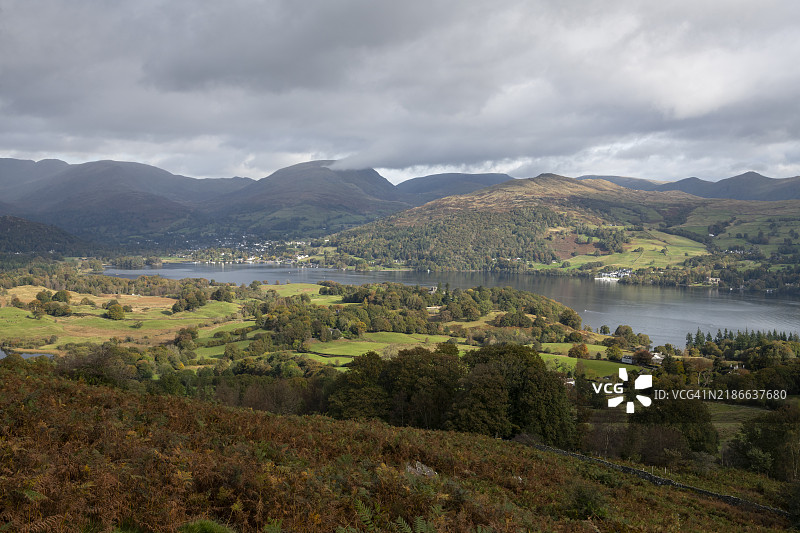 从拉特巴罗山俯瞰温德米尔湖，湖区，坎布里亚，英格兰图片素材