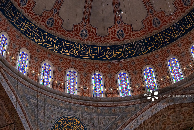 蓝色清真寺内部 (IX)图片素材