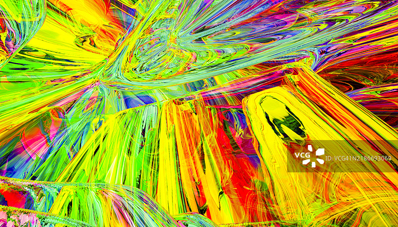 三维渲染图像正面视角的各种亮色分形背景特写图片素材