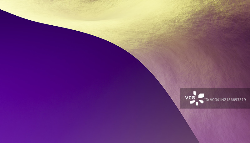 紫色结构的曲线正面视图，带有黄色，3D渲染图像。图片素材