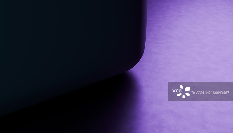 三维渲染图像前视图中深紫色结构的角落特写图片素材