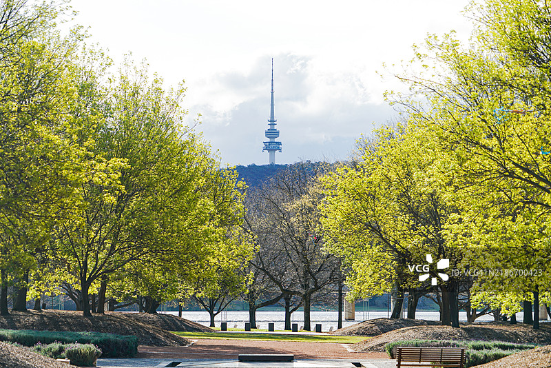 澳大利亚堪培拉标志性的电信塔景观。图片素材