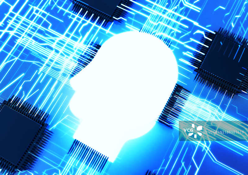 人类智慧与人工数据学习的融合图片素材