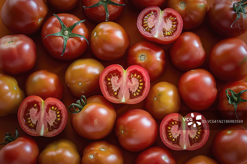 不同成熟阶段的番茄集合图片素材