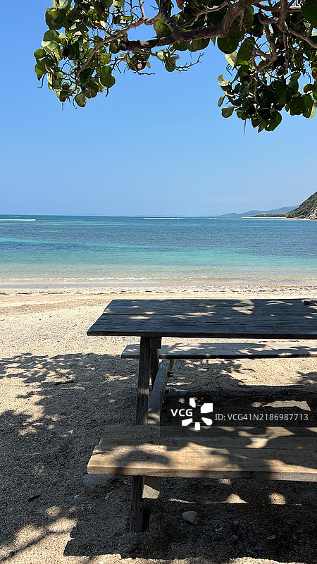 蒙特克里斯蒂，多米尼加共和国，清澈天空下的海景。图片素材