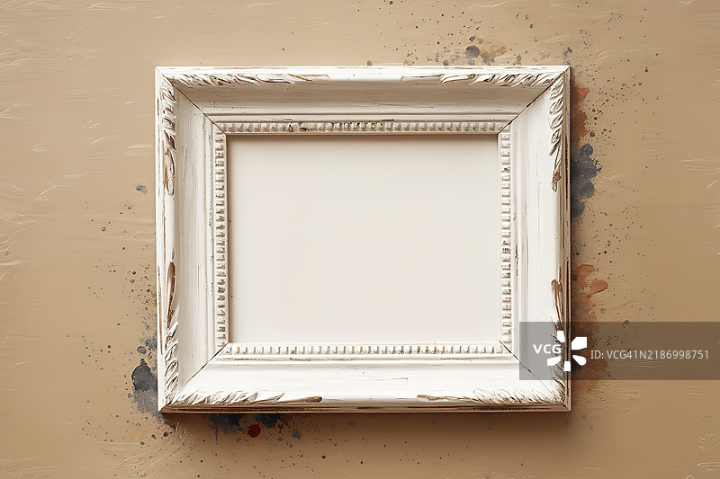 精美的艺术作品，展示了一个简单的白色空框。图片素材