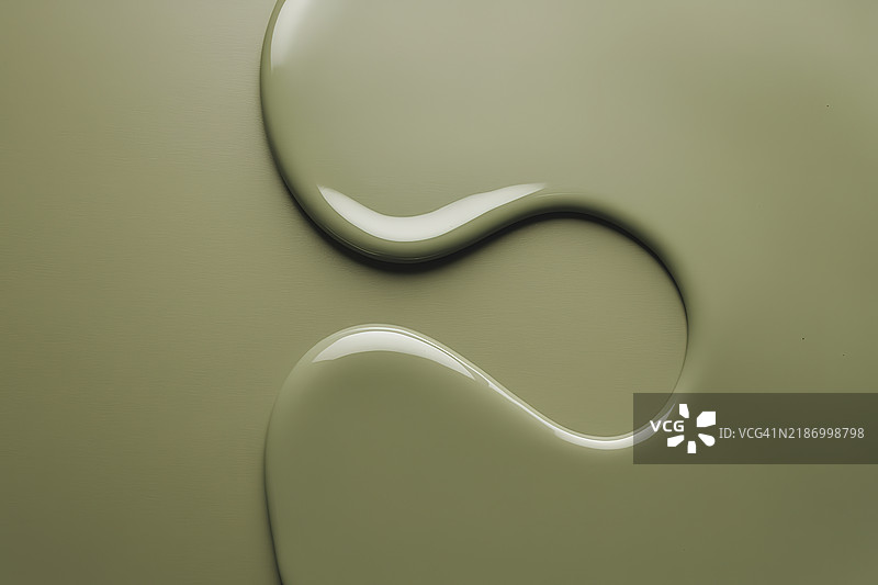 抽象设计，两个流动感十足的波浪形状置于均匀的绿色背景上图片素材