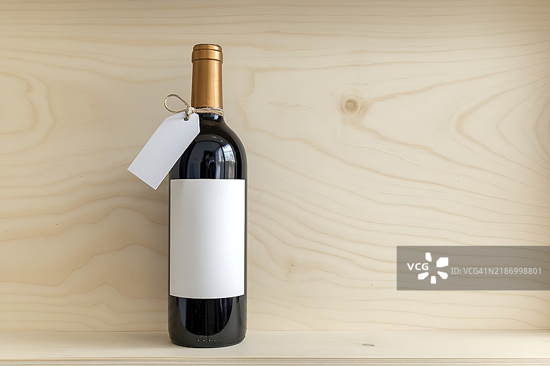 酒瓶孤立在浅色木质背景上图片素材