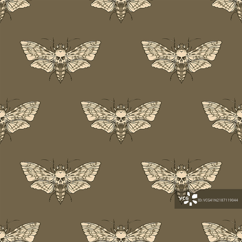 无缝图案与死亡头蝴蝶图片素材