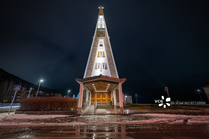 挪威哈默菲斯特教堂的入口图片素材