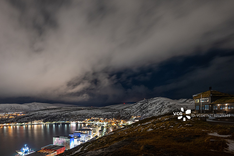 挪威哈默菲斯特的夜景图片素材