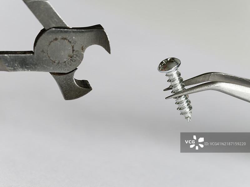 白色背景下的螺丝特写，波兰图片素材