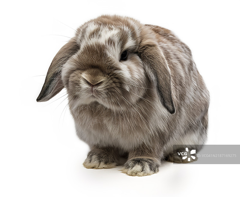 白色背景下的矮兔特写镜头图片素材