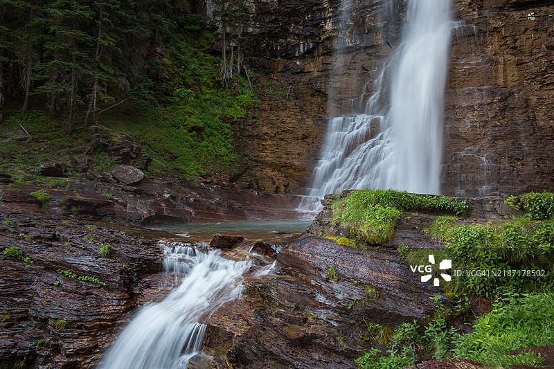 蒙大拿州的瀑布风景图片素材